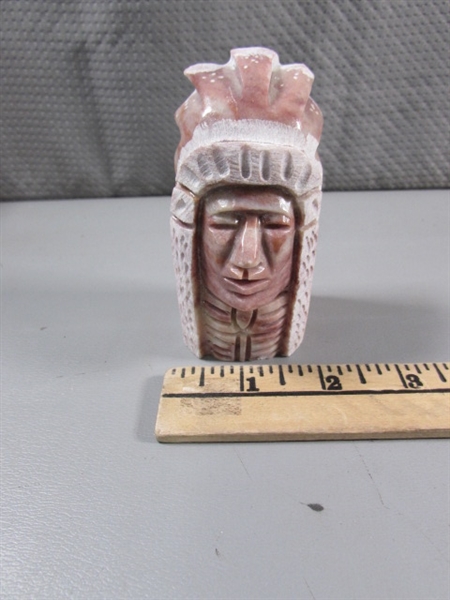 CARVED INDIAN CHIEF - SOAPSTONE