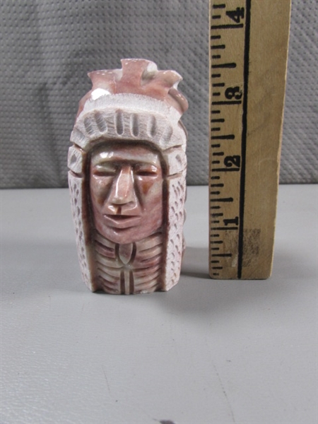 CARVED INDIAN CHIEF - SOAPSTONE