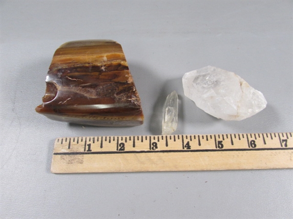 TIGERS EYE & QUARTZ SPECIMENS & QUARTZ CRYSTAL POINT