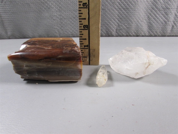 TIGERS EYE & QUARTZ SPECIMENS & QUARTZ CRYSTAL POINT