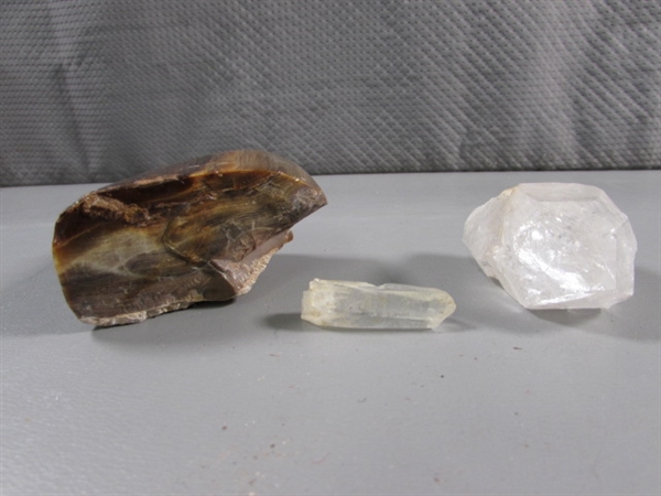 TIGERS EYE & QUARTZ SPECIMENS & QUARTZ CRYSTAL POINT