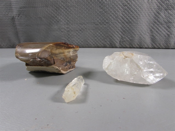 TIGERS EYE & QUARTZ SPECIMENS & QUARTZ CRYSTAL POINT