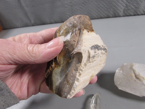 TIGERS EYE & QUARTZ SPECIMENS & QUARTZ CRYSTAL POINT