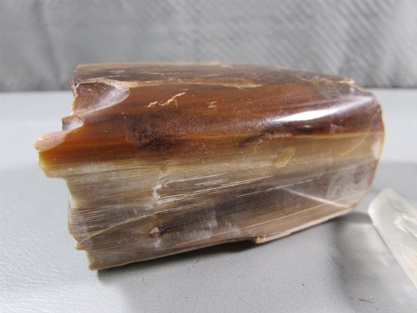 TIGERS EYE & QUARTZ SPECIMENS & QUARTZ CRYSTAL POINT