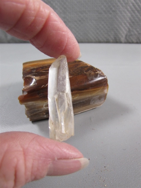 TIGERS EYE & QUARTZ SPECIMENS & QUARTZ CRYSTAL POINT