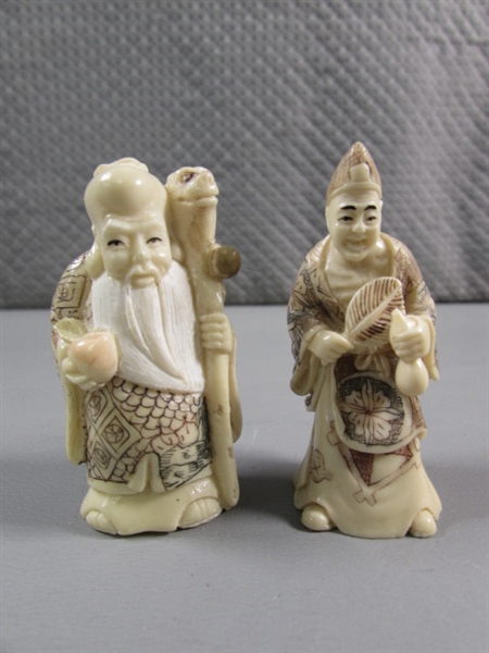 SMALL CARVED BONE ASIAN FIGURES