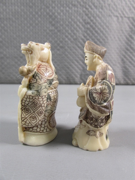 SMALL CARVED BONE ASIAN FIGURES