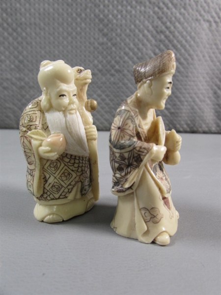 SMALL CARVED BONE ASIAN FIGURES