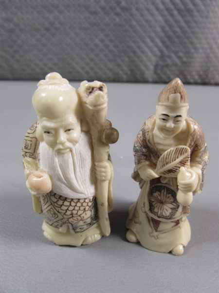 SMALL CARVED BONE ASIAN FIGURES