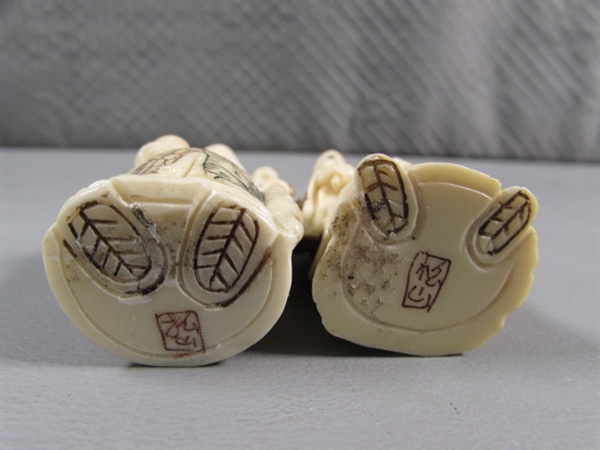 SMALL CARVED BONE ASIAN FIGURES