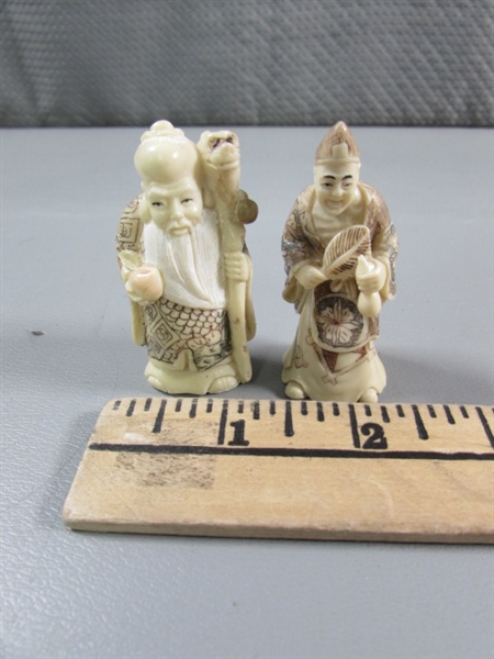 SMALL CARVED BONE ASIAN FIGURES