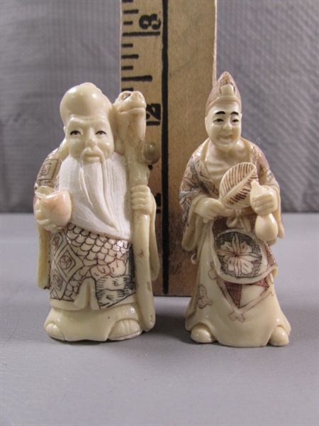 SMALL CARVED BONE ASIAN FIGURES