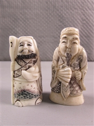 SMALL CARVED BONE ASIAN FIGURES