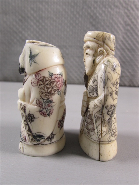 SMALL CARVED BONE ASIAN FIGURES