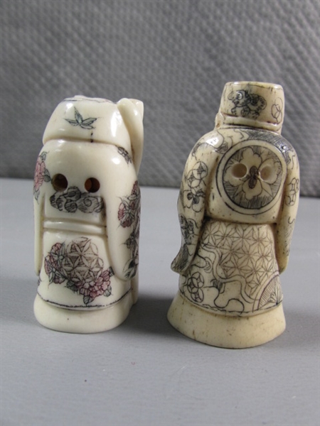 SMALL CARVED BONE ASIAN FIGURES