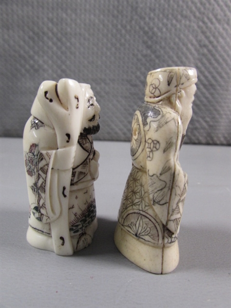 SMALL CARVED BONE ASIAN FIGURES