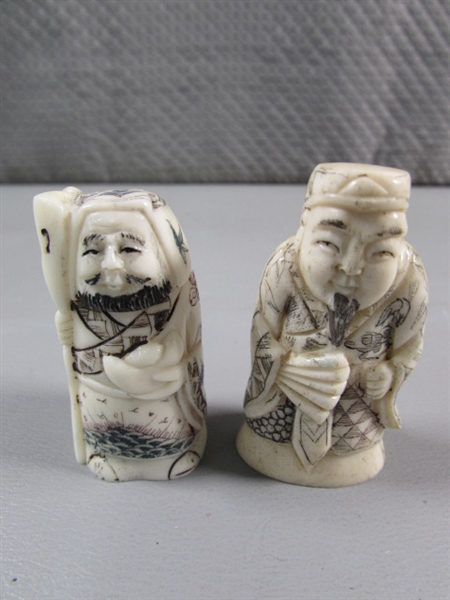 SMALL CARVED BONE ASIAN FIGURES