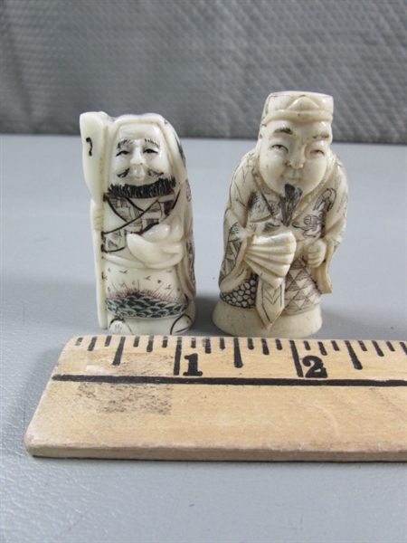 SMALL CARVED BONE ASIAN FIGURES