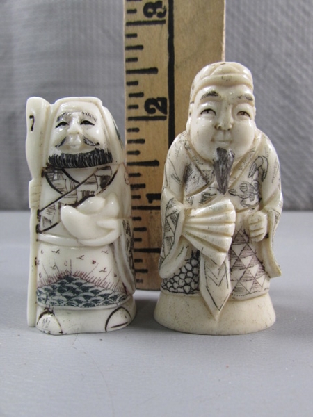 SMALL CARVED BONE ASIAN FIGURES