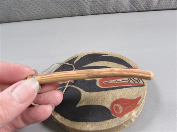 SMALL SIGNED & DATED RAWHIDE DRUM