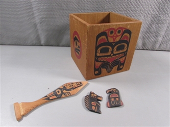 HAND PAINTED NATIVE BOX ART PIECES