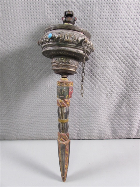 ANTIQUE TIBETIN PRAYER WHEEL