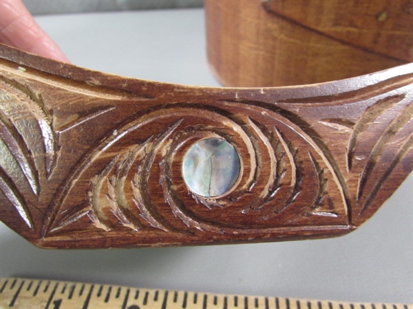 WOODEN LIDDED BOX & CARVED BOWL