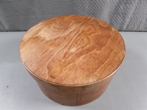 WOODEN LIDDED BOX & CARVED BOWL