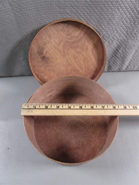 WOODEN LIDDED BOX & CARVED BOWL