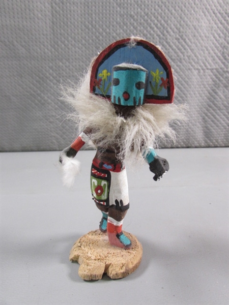 SMALL RAWHIDE DRUM & KACHINA