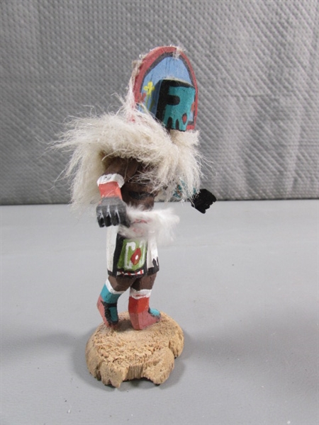 SMALL RAWHIDE DRUM & KACHINA