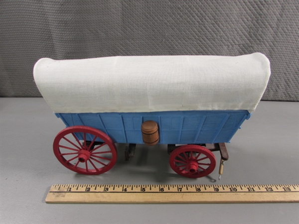 2 HAND CRAFTED WOODEN COVERED WAGONS