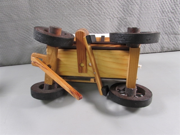 2 HAND CRAFTED WOODEN COVERED WAGONS