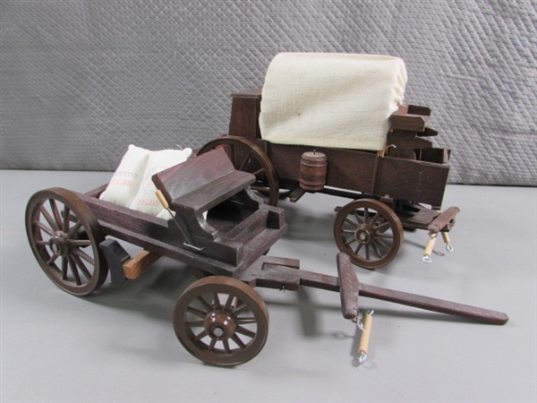 HAND CRAFTED WOODEN WAGON & CART