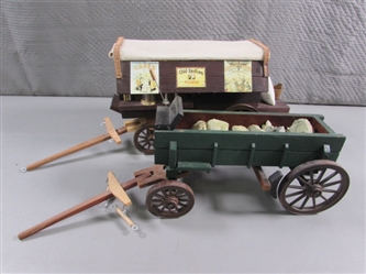 HAND CRAFTED WOODEN ROCK & PEDDLERS WAGON