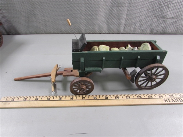 HAND CRAFTED WOODEN ROCK & PEDDLERS WAGON