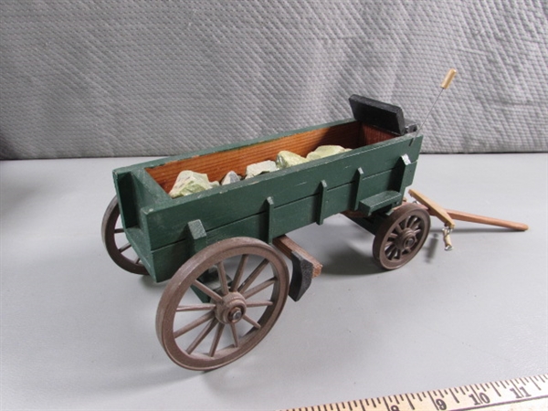 HAND CRAFTED WOODEN ROCK & PEDDLERS WAGON