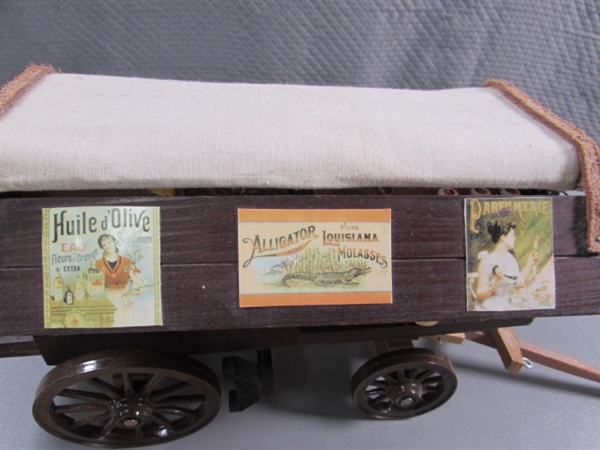 HAND CRAFTED WOODEN ROCK & PEDDLERS WAGON