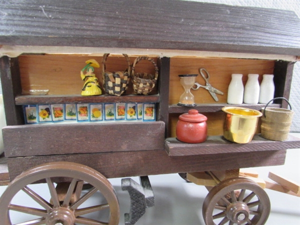 HAND CRAFTED WOODEN ROCK & PEDDLERS WAGON