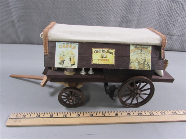 HAND CRAFTED WOODEN ROCK & PEDDLERS WAGON