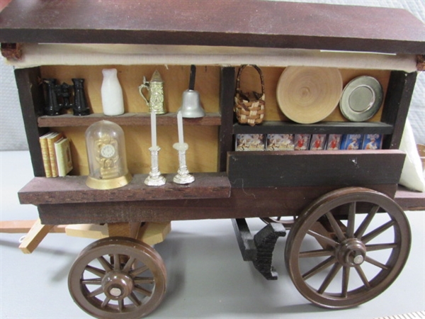 HAND CRAFTED WOODEN ROCK & PEDDLERS WAGON