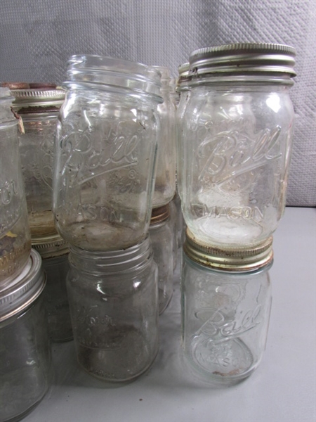 6+ DOZEN PINT CANNING JARS - MOSTLY BALL & KERR - VINTAGE TO MODERN