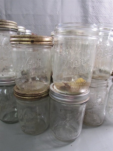 6+ DOZEN PINT CANNING JARS - MOSTLY BALL & KERR - VINTAGE TO MODERN