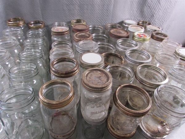 6+ DOZEN PINT CANNING JARS - MOSTLY BALL & KERR - VINTAGE TO MODERN