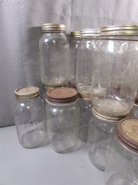 7+ DOZEN QUART CANNING JARS - MOSTLY BALL & KERR - VINTAGE TO MODERN