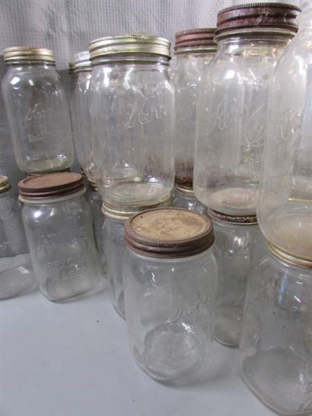 7+ DOZEN QUART CANNING JARS - MOSTLY BALL & KERR - VINTAGE TO MODERN