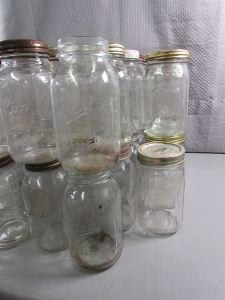 7+ DOZEN QUART CANNING JARS - MOSTLY BALL & KERR - VINTAGE TO MODERN