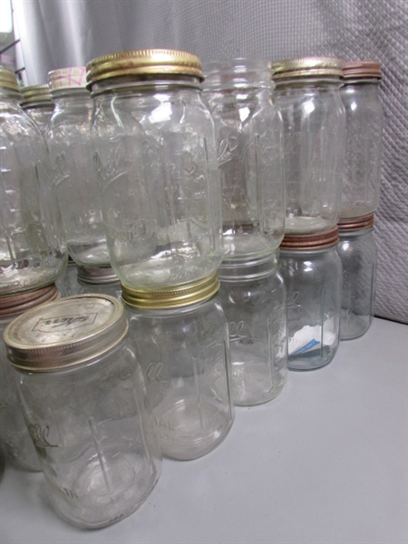 7+ DOZEN QUART CANNING JARS - MOSTLY BALL & KERR - VINTAGE TO MODERN