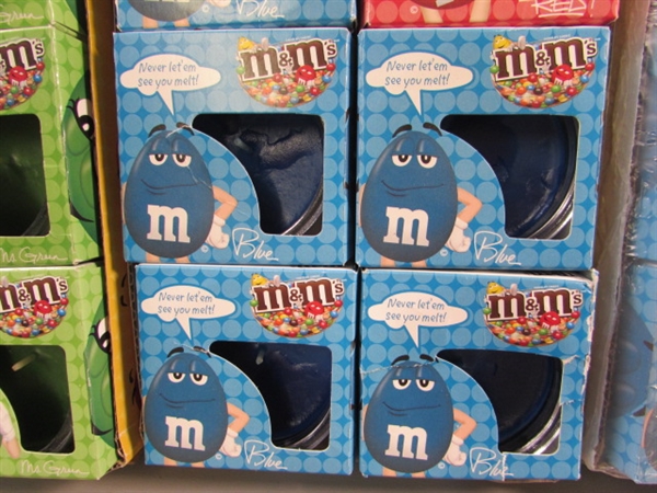 LARGE COLLECTION OF NEW M&M CANDLES - GREAT STOCKING STUFFERS