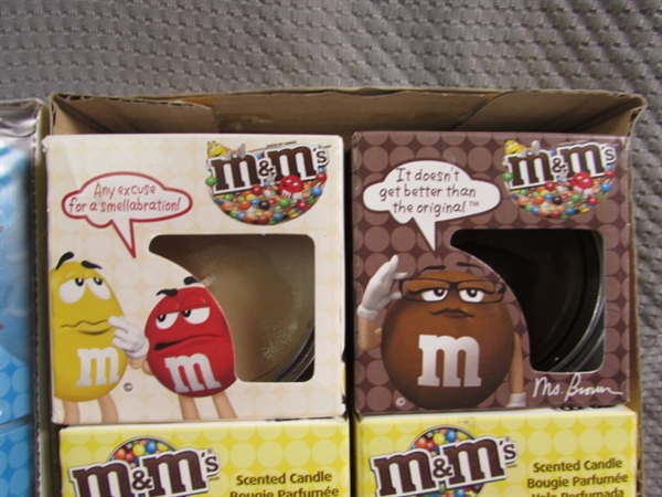 LARGE COLLECTION OF NEW M&M CANDLES - GREAT STOCKING STUFFERS